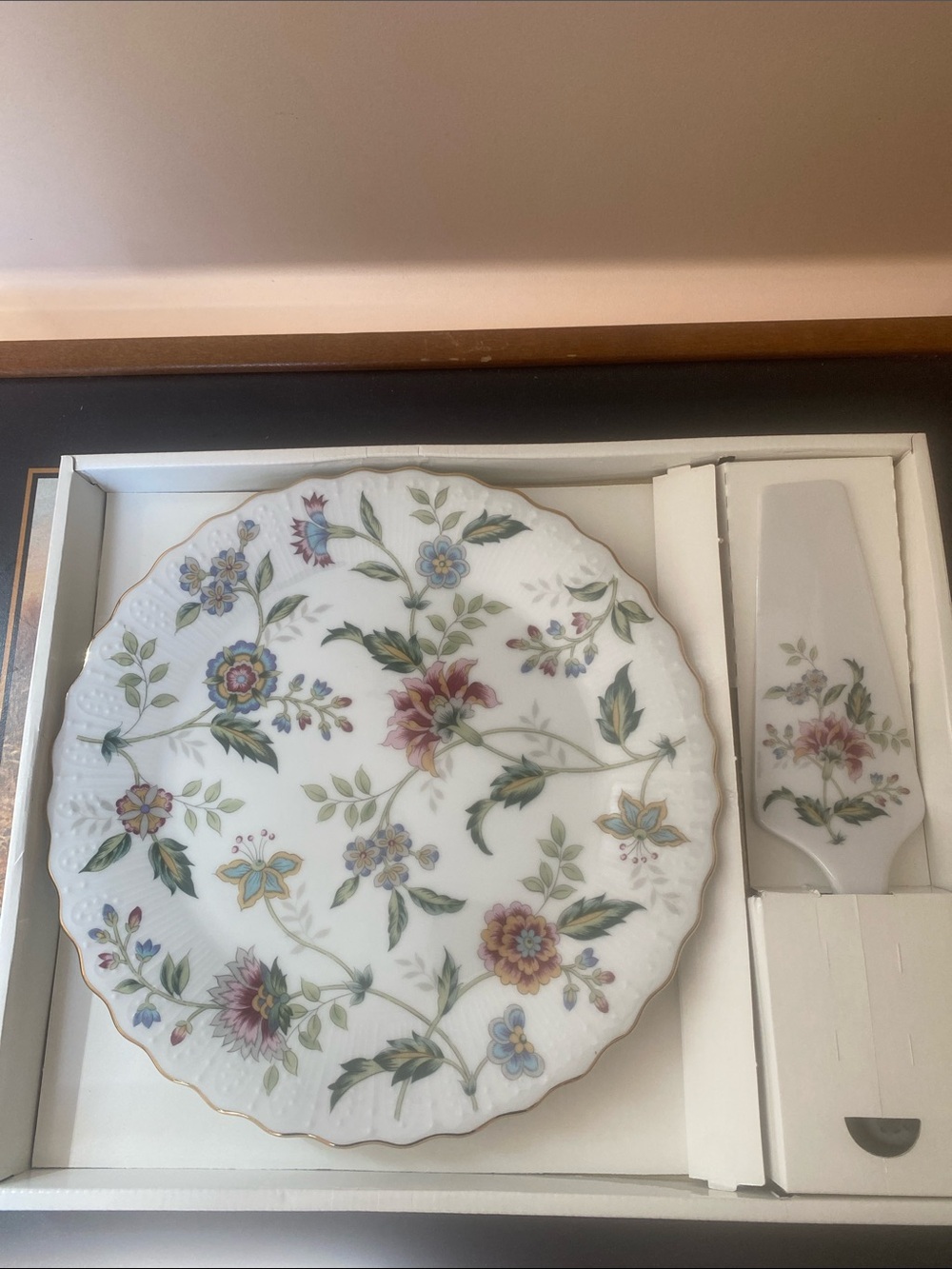 NWT Vintage BUCKINGHAM Pattern Cake Plate & Cake Pie Server Andrea by Sadek